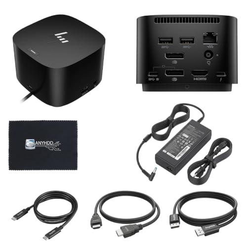 HP Thunderbolt Dock G4 280W Docking Station (4J0G4AA#ABA) – Includes HDMI, DisplayPort, USB-C to USB-C Cable & Cloth