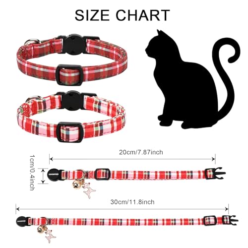Collier de Noël pour chat réglable avec boucle de sécurité et clochette