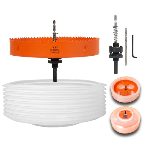 Image of 8.25 Hole Saw for Recessed Lights, 8-1 /4 Inch Hole Cutter with Dust Bowl Catcher for Led Recessed Lighting 8 Inch and Wood Metal Drywall, Bi-Metal Construction, Orange