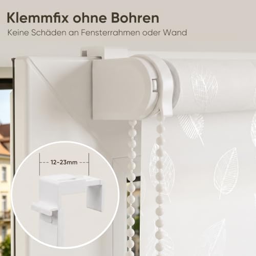 Sekey Lichtdurchlässig Rollo ohne Bohren Seitenzugrollo 100x200cm – Ansicht 5