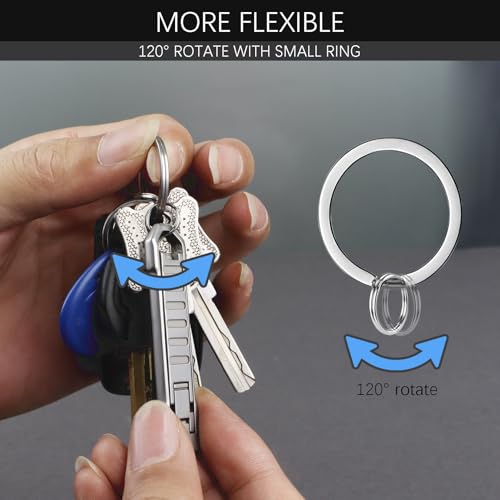 VOGARB Surgical and Marine Grade Stainless Steel Split Ring for Keychains Heavy Duty Small Key Rings for Car Keys, Round Flat 1 Inch(25mm), 15 Pieces Bulk Set, Silver — view 5