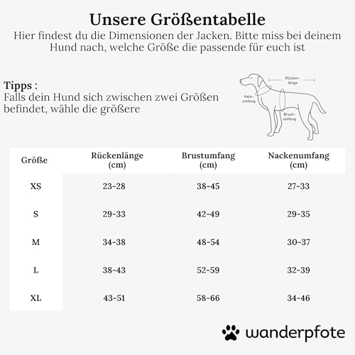 Wanderpfote Hunderegenjacke in Grau, Größe XS - Stilvoller Hunderegenmantel - besonders Qualitativ und Hochwertig - Regenjacke für Hunde