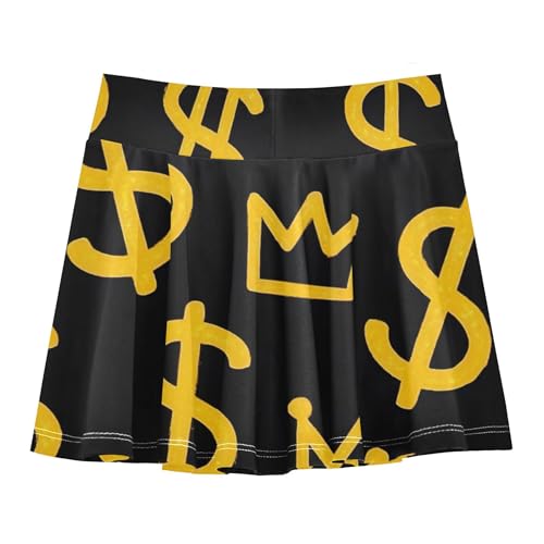 Girls' Shorts Athletic Skorts Yellow Dollar Signs Crowns Black Tennis Skirts for Kids Clothes Butterfly 3t2