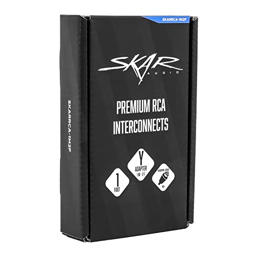 Image of Skar Audio 1-Male to 2-Female RCA Y-Adapter (12-inches) Interconnect Cable - SKARRCA-1M2F