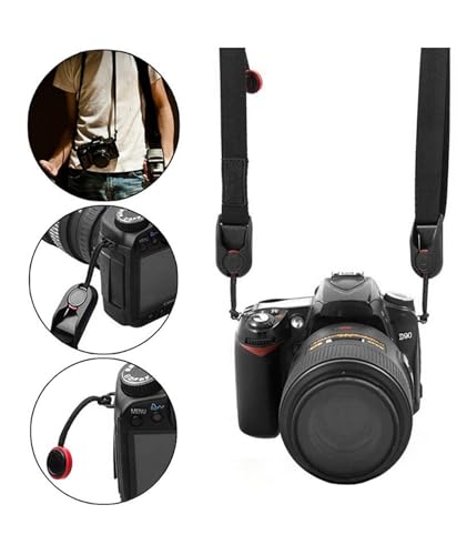 Image of NHCDFA Camera Belt, Camera Strap, Easy to Use and Carry Black Camera Belt Strap Quick Release Buckle Comfortable to W ear for All Kinds of Photography Equipment
