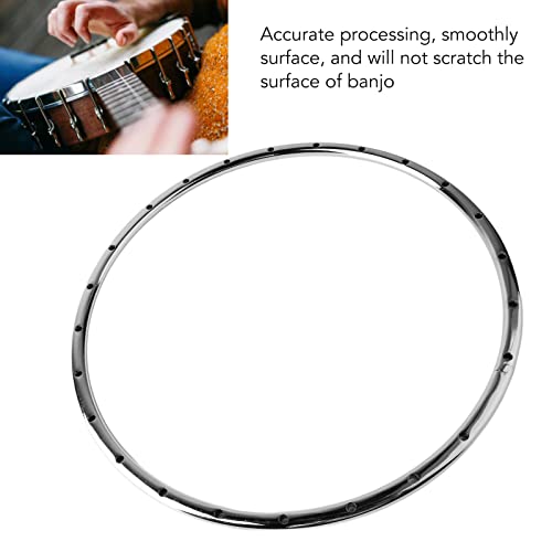 Banjo Tension Hoop, Metal Fine Appearance Lightweight Banjo Hoop with Hole 30cm for Accessories Brass Plated by Generic - Image 2