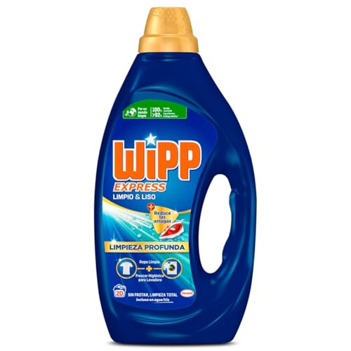 Detergente máquina líquido limpio y liso Wipp Express botella 20 lavados