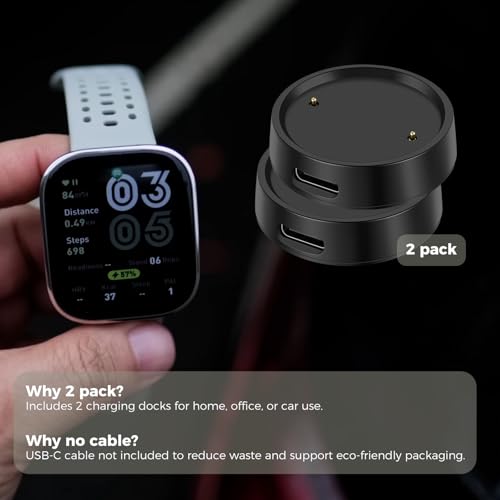 Base de carga magnética USB-C para Amazfit Bip 6 y Active 2 con cable negro en pack de 2 5