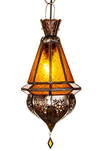 Orientalische Lampe Pendelleuchte Gelb Moulay 45cm E14 Lampenfassung | Marokkanische Design Hängeleuchte Leuchte aus…