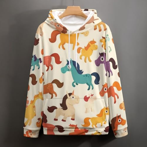 Sweatshirt cheval coloré pullover de détente pour weekend taille S - 5