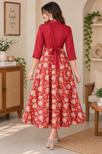 Image of Yash Gallery Women's Floral Printed Anarkali Maxi Dress