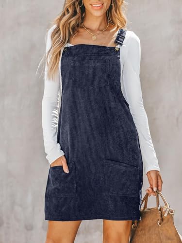 Image of CUPSHE Women Corduroy Square Neck Wide Strap Fall Overall Mini Dress