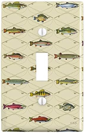 GRAPHICS & MORE Fish and Crossed Fishing Rods Plastic Wall Decor Toggle Light Switch Plate Cover