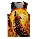 Zenzenze Flame Wolf Men's Tank Tops Summer Sleeveless Tee Cool Workout T-Shirts Beach Athletic Undershirts