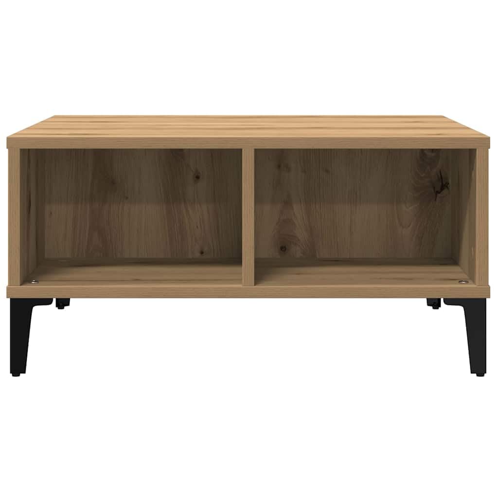 Mesa de centro Artisan roble 60 x 60 x 30 cm robusta mesa de madera con estante diseño moderno para salón sofá auxiliar pequeño compacto