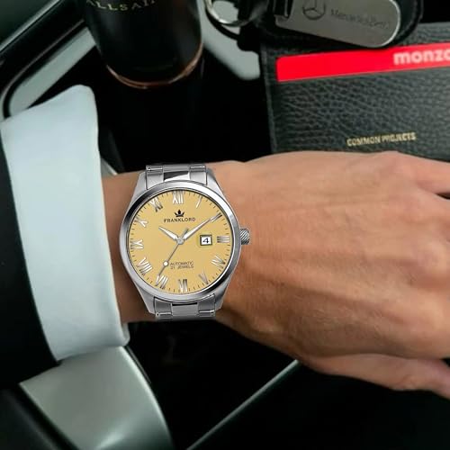 Image of Franklord Regal Sapphire Roman - Luxury Automatic Watch for Men | 21-Jewel Movement, Sapphire Crystal, Roman Numeral Dial, Stainless Steel Case