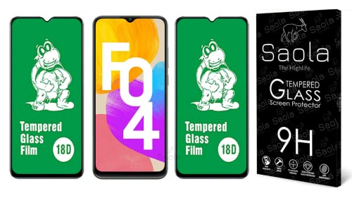 Image of Saola 18D Tempered Glass With Inbuilt AirBag Borders For Samsung Galaxy F04 (Pack Of 2) with Free Installation Kit. Full screen Coverage - 6.5 inch