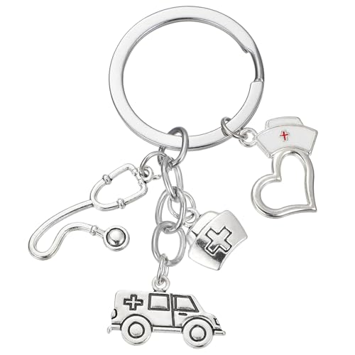 Amosfun Medizinischer SchlüSselanhäNger Aus Zinklegierung - Ambulanz Design FüR ÄRzte, Krankenschwestern Und RettungssanitäTer, Ideales Präsent