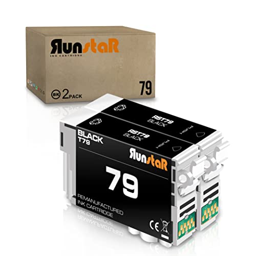 Run Star Remanufactured 79 Ink Cartridge for Epson 79 T079 T079120 Replacement to use with Artisan 1430 and Stylus Photo 1400 Printer, 2 Black