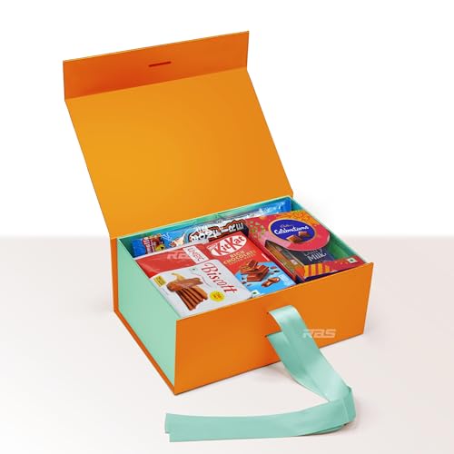 Image of RBS - Gift Boxes For Packing (23 x 16 x 10cm) Folding Gift Box (1 Pack) Rectangular Gift Box Empty Multipurpose Gift Hamper Box Empty Holds Upto (5 kg) Hamper Box with Ribbon (Mango Mint)