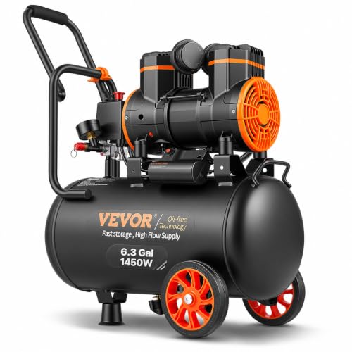 VEVOR 6.3 Gallon 2 HP Air Compressor, Max 116PSI, Oil Free...