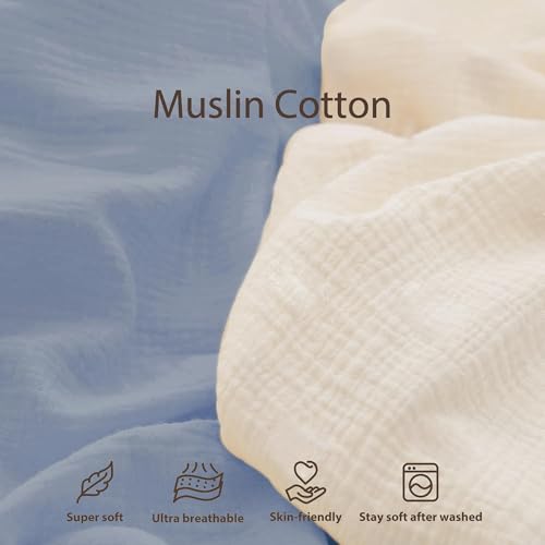 Image of guruixu Muslin Baby Lounger Cover 2 Pack, 100% Cotton Infant Lounger Cover, Soft & Breathable Replacement Slipcover, Compatible with Snuggle Me Newborn Lounger (Tradewinds,Cream)