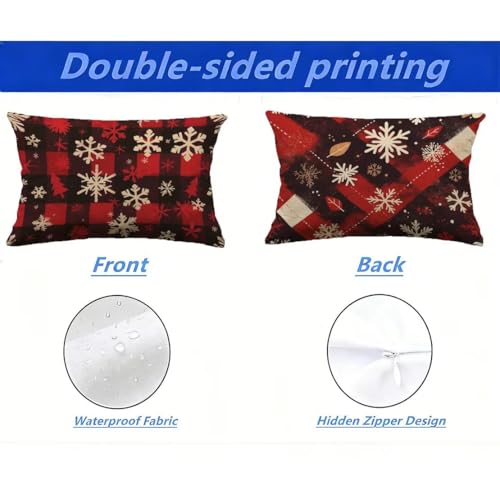 Housse de coussin extérieur imperméable aspect lin rouge 70x90 cm pour protéger votre canapé