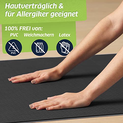 Foto von MAXEEZ Yogamatte XXL [30 % breiter]- rutschfeste Fitnessmatte extra breit - große Gymnastikmatte für maximalen Komfort - Pilates Matte aus umweltfreundlichem biologisch abbaubarem TPE (schwarz)