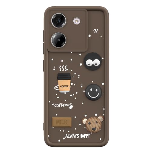 Image of Pikkme Back Cover for Poco M7 Pro 5G | 3D Bear Silicone Cute & Fun Coffee Cartoon | Full Body Protection Bumper Case (Brown)