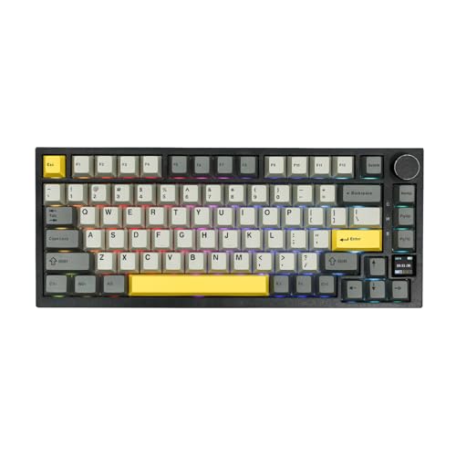 EPOMAKER Ajazz AK820 Pro Wireless Mechanical Keyboard with TFT Display&Knob | 75% Gasket-Mounted Gaming Keyboard, BT/2.4GHz/USB-C Wired, Creamy Keyboard for PC/Mac (Grey, Ajazz Flying Fish Switch)