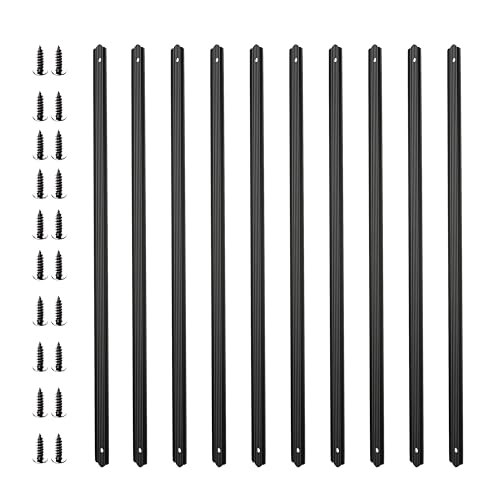 Balustres d'escalier droits en aluminium noir Brakki, piquets de balustrade extérieure 81 cm