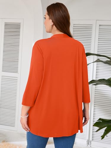 Image of AusLook Women's Plus Size Lightweight Open Front Cardigan 3 /4 Sleeve Cover Ups Shrugs Shawls and Wraps Kimono Jacket Coat