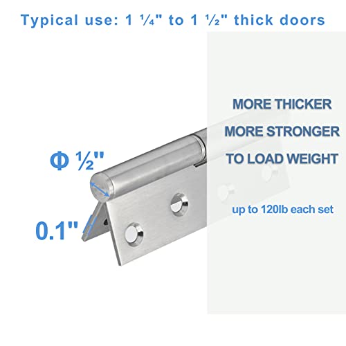 Lift Off Hinge 6 Pack Silver H Hinges 4" Stainless Steel Hinges Detachable Flag Hinges, Right Handed, Rust-Resistant Indoor And Outdoor Hinges Removable, Loading Capacity 50 Lbs #TOP4