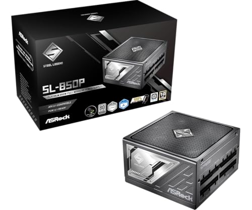 Image of ASRock Steel Legend SL-850P 850W ATX Power Supply, 80 Plus Platinum, ATX3.1 & PCIe 5.1 Ready, Fully Modular, 135mm FDB Fan, 10-Year Warranty Lambda A+
