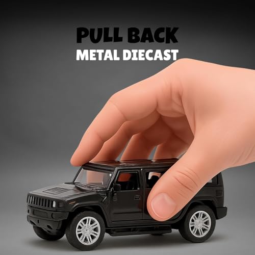 Image of Amisha Gift Gallery Hummer SUV Diecast Metal Car Toy for Kids, Black | Scale Racing Model, Pull Back Action, Opening Doors, For Kids Boys and Girls