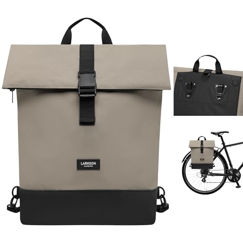 LARKSON Fahrradtaschen für Gepäckträger Damen & Herren Grau - Tammo Bike - 2 in 1 Fahrrad Tasche Rucksack & Gepäckträgertasche Hinten - Wasserabweisend