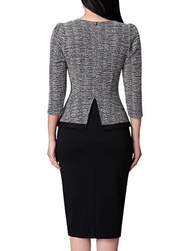 VFSHOW Womens Square Neck Buttons Peplum Cocktail Party Work Office Business Bodycon Pencil Dress2