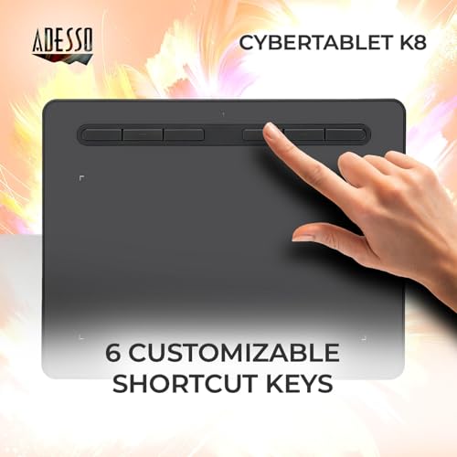 Image of Adesso Cybertablet K8 Graphic Drawing Tablet, 8192 Levels, 8x5 Active Area