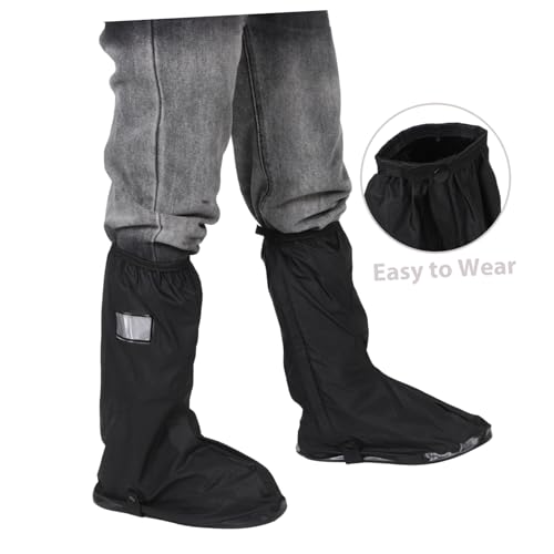Ipetboom para mujer cubre botas de lluvia reutilizables para ciclismo y senderismo, negro, corte alto miniatura 3