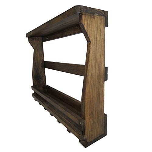 Adega de Parede em Madeira Pinus Ipê para 6 Garrafas e 6 Taças