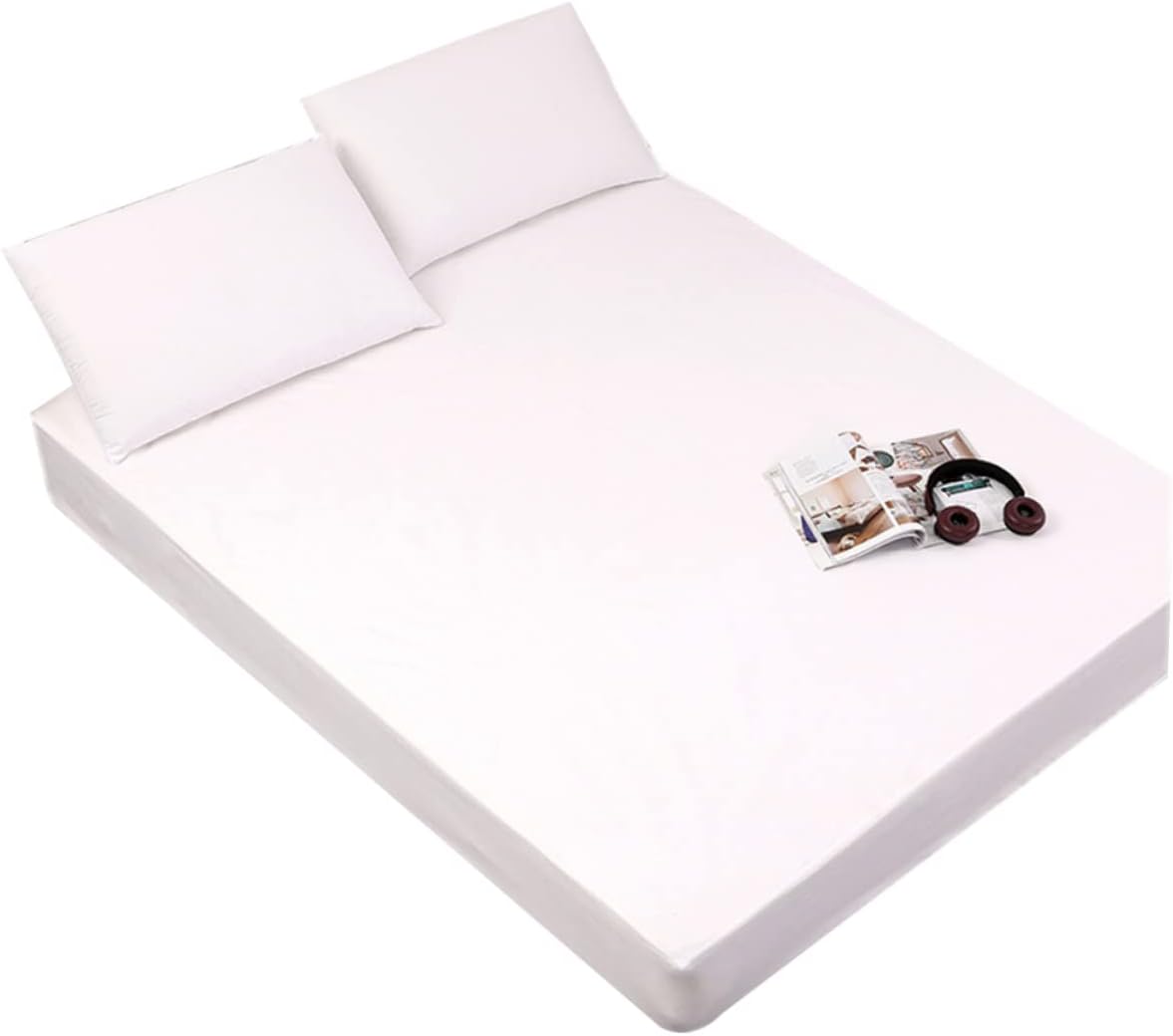 1pc Mattress Protector Color Fitted Sheet Cover for Bed Machine Washable Nursing Pad for Boys and Girls and Adults White