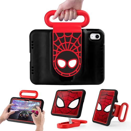 Kids Case for iPad (A16) 11th Generation 11 Inch 2025/ iPad 10th Gen 10.9  Child Friendly Case with Adjustable Stand Heavy Duty Protective Cover for iPad Air 11 (M4/M3/M2)2026/2025/2024. (Black-red)
