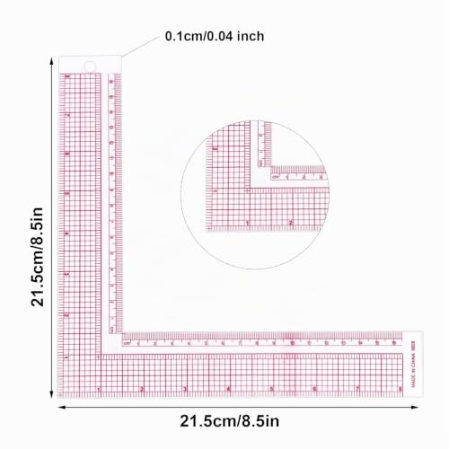 lasuroa Règle Équerre en L pour Couture, 90 Degrés Règle Angle Droit – vue 2
