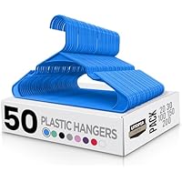 Utopia Home Plastic Hangers 50 Pack - Perfect Space Saving Clothes Hanger - Durable and Strong - Perfect Closet Organizers with Shoulder Grooves (Blue)