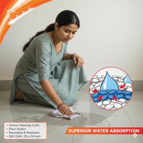 Cotton Floor Cleaning Pocha | Cotton Cleaning Cloth | Floor Duster| Sweeping Cloth | Reusable & Washable Cleaning Cloth | Floor Mop Cloth | 200 GSM |30 x30 inch |h(Pocha) for Mopping Pack of 2