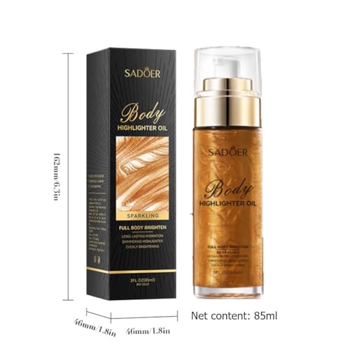 KARLOR rozświetlacz do ciała, olejek złoty, połyskujący olejek do ciała, płynny brokatowy bronzer