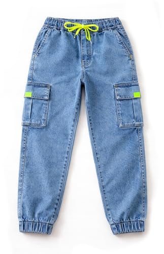 Image of Bold N Elegant Comfy Kid's Trendy Cool Print Washed 6 Pocket Denim Elasticated Jeans Joggers Pant for Baby Boys Girls