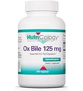 Nutricology, Ox Bile (Bile de Bœuf), 125mg par dose journalière, 180 Capsules, Testé en Laboratoi...