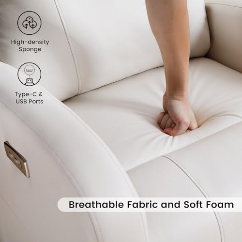 HOMYKA Swivel Rocker Recliner, Leather Power Rocking Recliner Chair with USB Port, Swivel Glider Reclining Chair Nursery Recliners for Living Room, Beige - Thumbnail 7