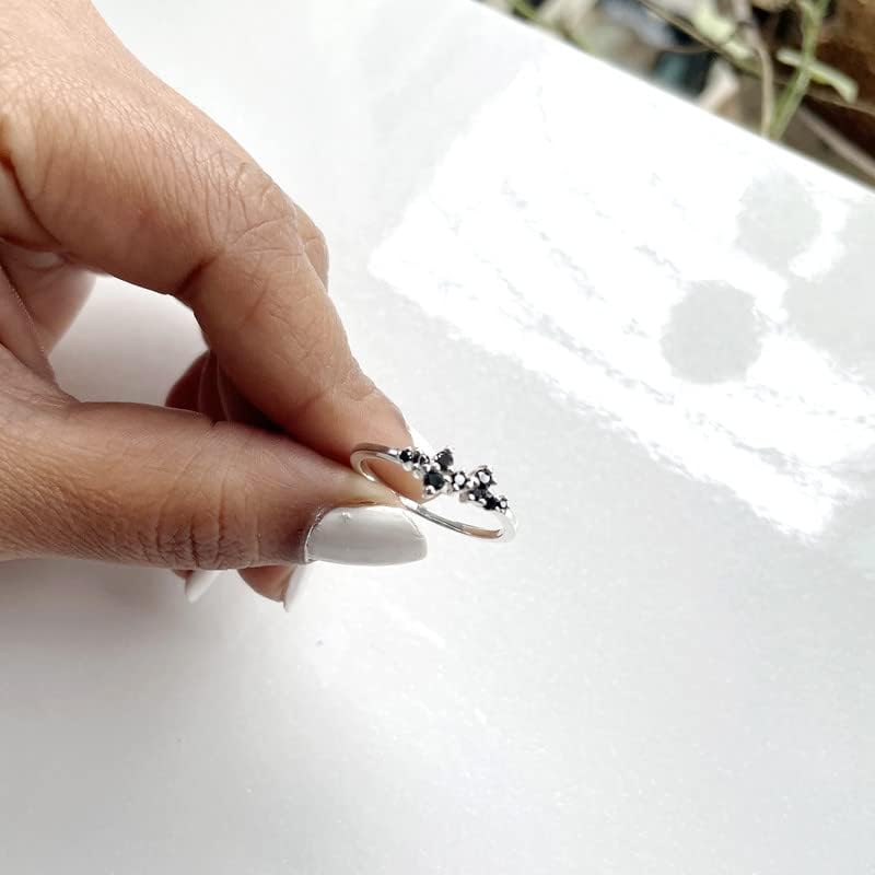 Round Cut Diamond Cluster Engagement Ring For Women's 14k Gold Finish Stackable Diamond Ring, Black Diamond Wedding Band, Engagement Ring